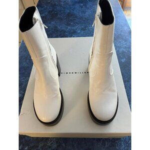 Simon Miller Raid Leather Platform Ankle Boots White Women’s EU 36/US 6 $590